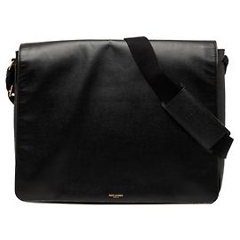 Borsa a tracolla messenger in pelle nera Saint Laurent