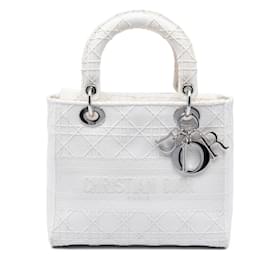 Dior Cannage Lady D Lite in tela bianco, taglia Medium