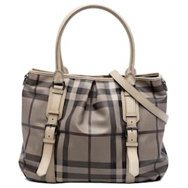 Borsa Burberry Beige Smoked Check in tela rivestita