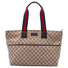 Gucci Beige GG Canvas Web Tote