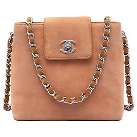 Chanel Borsa a tracolla in scamosciato marrone CC