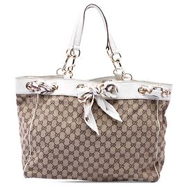 Tote Positano in tela GG beige di Gucci