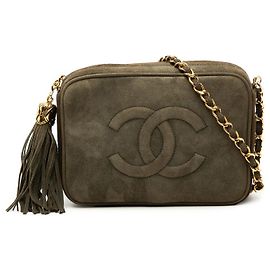 Chanel Brown CC Wildleder Kamera Tasche mit Quaste