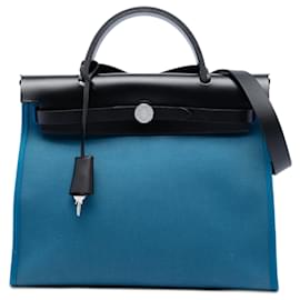 Hermès Blue Toile Herbag Zip 31