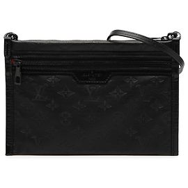 Louis Vuitton Black Monogram Shadow Double Flat Messenger