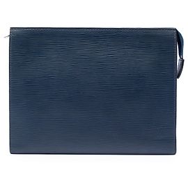 Pochette de toilette Louis Vuitton en toile Epi bleue 26