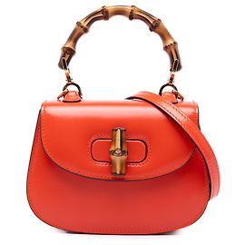 Borsa Gucci Orange Mini in pelle di vitello 1947 con manico in bambù