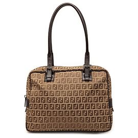 Bolsa de ombro Fendi em lona Zucchino bege