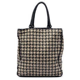 Tote vertical en nappa Intrecciato beige pata de gallo Bottega Veneta