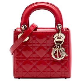Lady Dior mini in vernice rosso cannage