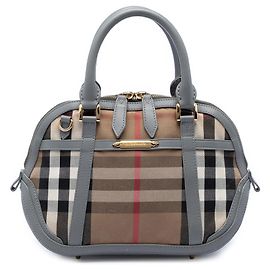 Burberry Orchard Satchel aus House Check Canvas in Braun mit Lederbesatz Small