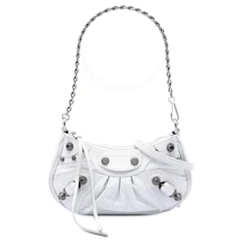 Balenciaga Mini Borsa Le Cagole Motocross in pelle goffrata bianca
