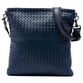Bottega Veneta Borsa a tracolla VN Crossbody in nappa blu Intrecciato