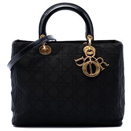 Dior Black Large Nylon Cannage Lady Dior