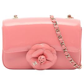 Chanel Mini CC Patent Camellia Flap Rosa