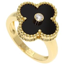 Van Cleef & Arpels Vintage Alhambra Diamond Onyx Ring