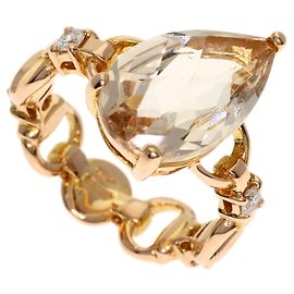 Anello Gucci in oro rosa 18K con topazio bianco e diamanti