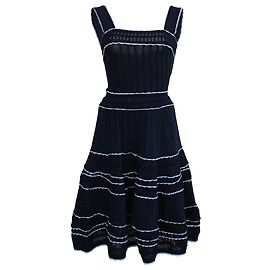 Vestido mini evasé de punto pointelle Sandro en viscosa azul marino