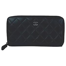 Portafoglio Chanel Classic Quilted Lambskin Zip Around Nero
