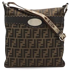 Borsa a tracolla Fendi Selleria Zucca Logo Canvas Leather