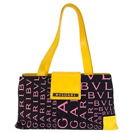 Bulgari Borsa Tote a Spalla in Pelle e Tela Bvlgari