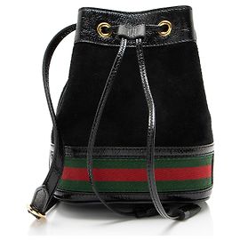 Borsa bucket mini Ophidia in scamosciato e pelle verniciata Gucci