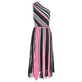 Vestido maxi de punto lurex a rayas Missoni de un solo hombro en rayón multicolor