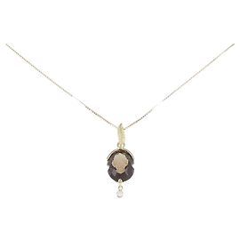 Autre Marque Collana in quarzo fumé e diamanti Au750