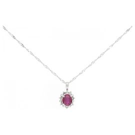 Autre Marque Au750 White Gold Ruby Diamond Necklace