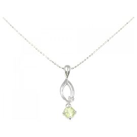 Autre Marque Au750 White Gold Peridot Ruby Diamond Necklace