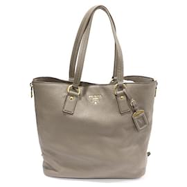 Borsa a tracolla in Vitello Dino grigio con zip laterale e scritte - Prada