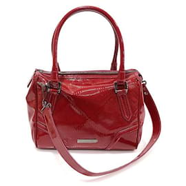 Burberry Roter Patentleder Bowling Tote in Medium