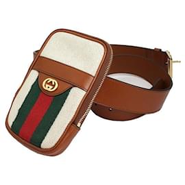 Ophidia Gurtbeutel aus gestreifter Leinwand - Gucci