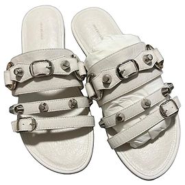 Balenciaga Sandali Piatti in Pelle Bianca
