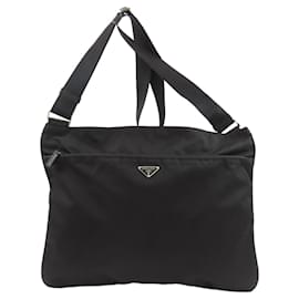 Borsa a tracolla in nylon nero Prada