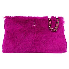 Chanel Vintage CC Chain Rabbit Fur Small