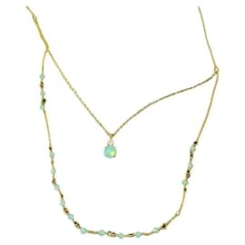 Collana a due fili dorata con pendente pietra blu - Autre Marque
