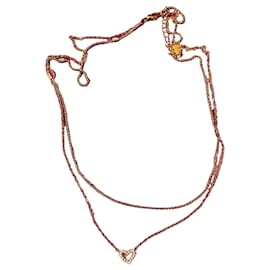 Autre Marque Collar de Doble Cadena con Colgante de Corazón
