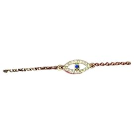 Pulsera de Ojo Turco y Corazón en Plata Bañada en Oro - Autre Marque