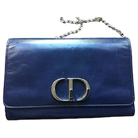 Christian Dior CD Wallet on chain style shoulder bag in navy blue leather