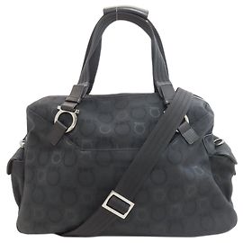 Borsa Boston in tela nera Salvatore Ferragamo