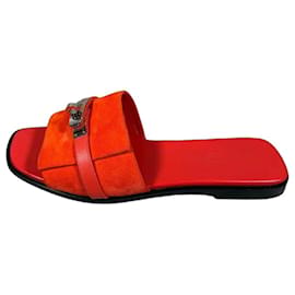 Hermès Sandali Giulia Rouge Grenadine Scamosciato