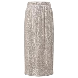 Weekend Max Mara Falda Midi de Lentejuelas Champán - Talla L
