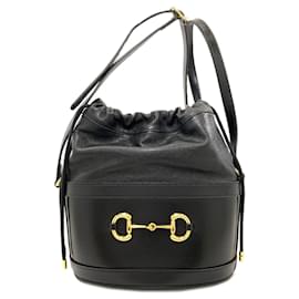 Borsa a secchiello Gucci Horsebit in pelle nera