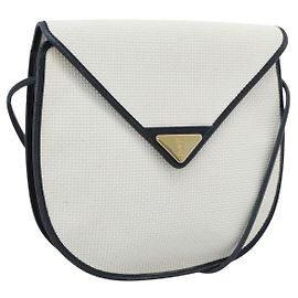 Borsa a Spalla SAINT LAURENT in Tela Cerata Oro Bianco Auth bs35518