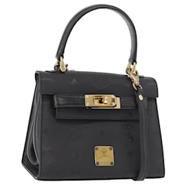 Borsa MCM Logogram Vicetos PVC 2way Nera Oro Auth 183880A