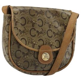 Céline Borsa a tracolla CELINE C Sulky PVC Beige Oro Auth BA13337