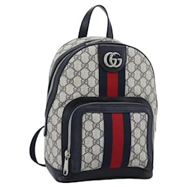 Rucksack GUCCI GG Supreme Sherry Line PVC Marineblau Silber Rot 547965 Auth ka4697SAM
