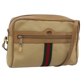 Borsa a Spalla GUCCI Web Sherry Line in Tela Beige Oro Rosso 010 378 Auth ep14843