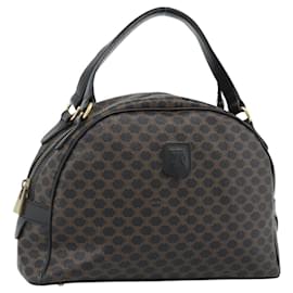 Céline Borsa a Mano CELINE Macadam Canvas PVC Pelle Nera Oro Auth ka4663A